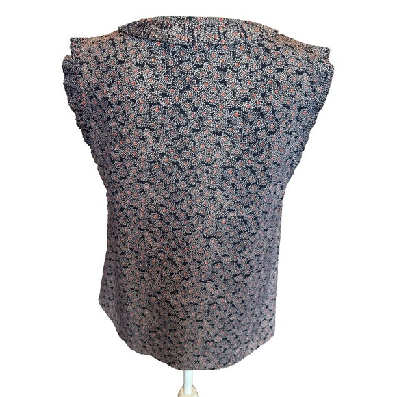 Boden Sleeveless Blouse Women's 10 Ruffle Split Neck Abstract Floral Career - Picture 3 of 8